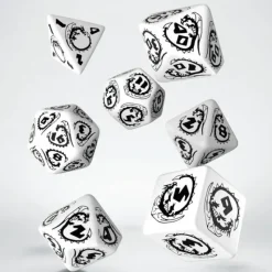 Dice<Dragons White & Black Dice Set (7) QWS SDRA02 - Miniature Marvels: Airplane Models & Painted Dice