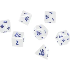 Dice<Dungeons and Dragons RPG: Icewind Dale - Heavy Metal - Poly White and Blue Dice Set (7) - Miniature Marvels: Airplane Models & Painted Dice