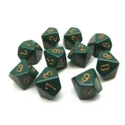 Dice<Dusty Green with Copper: Opaque d10 Dice Set (10's) CHX 25215 - Miniature Marvels: Airplane Models & Painted Dice