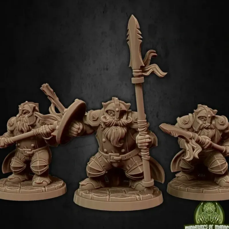 Miniature<Dwarf Soldier Set 2 With Helmets - Miniature Marvels: Airplane Models & Painted Dice