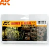 Paint<Engines And Metal Weathering Set LTG AK-087 - Miniature Marvels: Airplane Models & Painted Dice