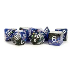 Dice<Eternal Blue/Black 16mm Resin Poly Set MET 632 - Miniature Marvels: Airplane Models & Painted Dice