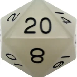 Shop All*FanRoll LIC31020 Glow in the Dark Clear w/ Black Numbers 35mm D20 - Miniature Marvels: Airplane Models & Painted Dice
