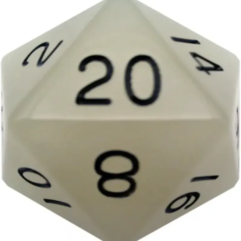 Shop All*FanRoll LIC31020 Glow in the Dark Clear w/ Black Numbers 35mm D20 - Miniature Marvels: Airplane Models & Painted Dice