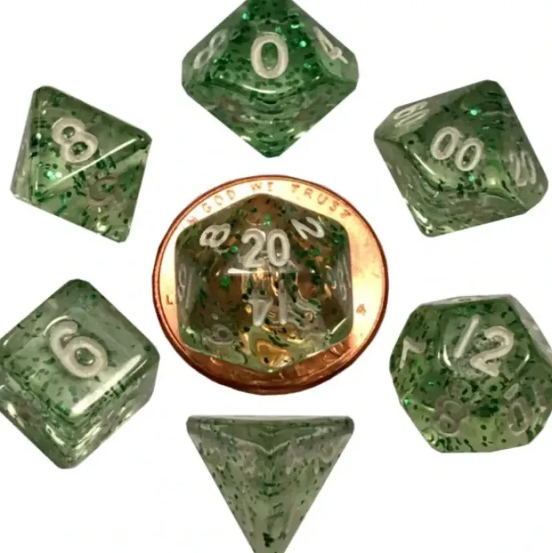 Shop All*FanRoll LIC4205 Mini Ethereal Green w/White Numbers - Miniature Marvels: Airplane Models & Painted Dice