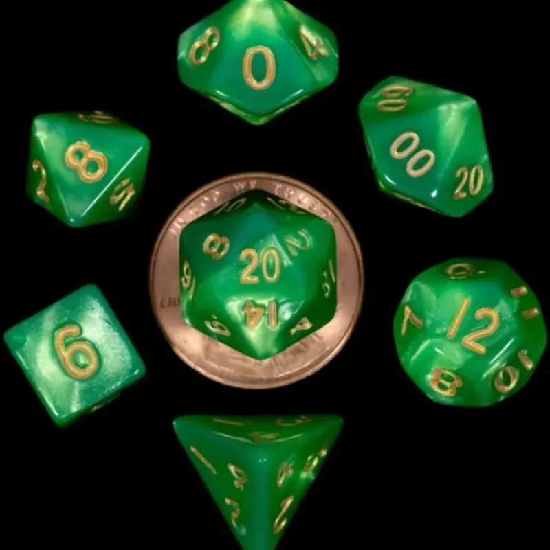 Shop All*FanRoll LIC4155 Mini Green & Light Green w/ Gold Numbers - Miniature Marvels: Airplane Models & Painted Dice