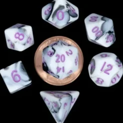 Shop All*FanRoll LIC41037 Mini Marble Black & White w/ Purple Numbers - Miniature Marvels: Airplane Models & Painted Dice