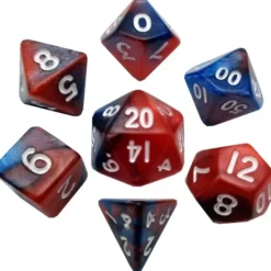 Shop All*FanRoll LIC412 Mini Red & Blue Marble w/ White Numbers - Miniature Marvels: Airplane Models & Painted Dice