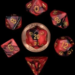 Shop All*FanRoll LIC4113 Mini Red & Black Marble w/ Gold Numbers - Miniature Marvels: Airplane Models & Painted Dice