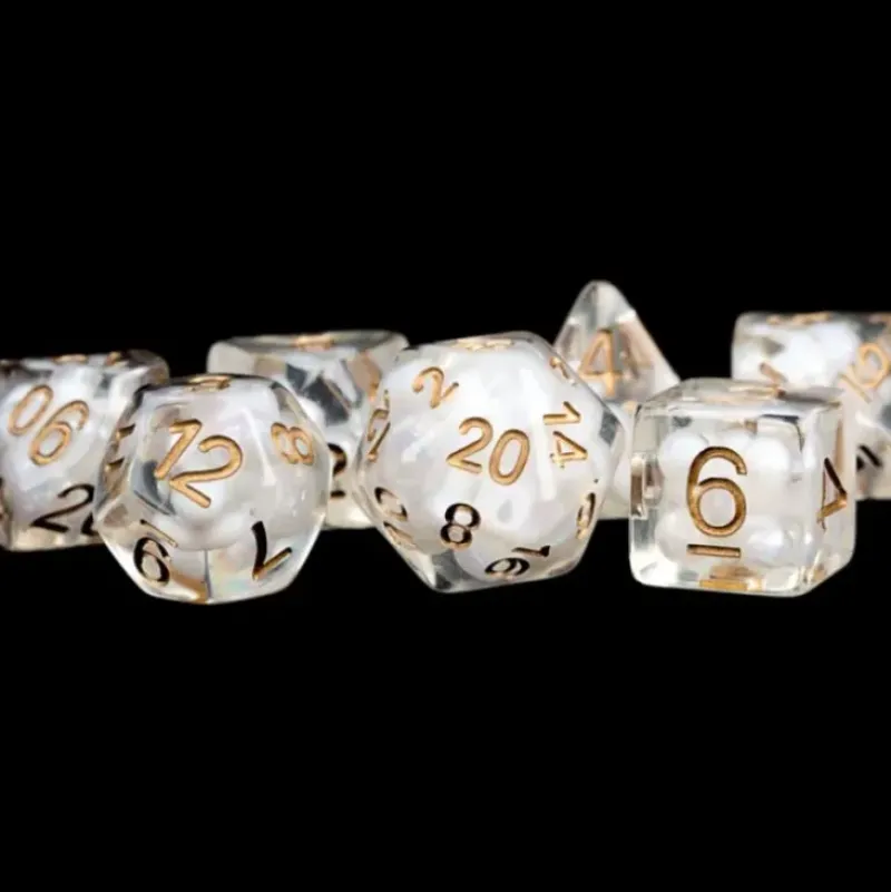 Shop All*FanRoll LIC688 7-Set Pearl Clear w/Copper Numbers - Miniature Marvels: Airplane Models & Painted Dice