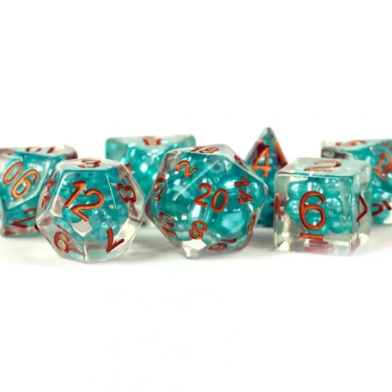Shop All*FanRoll LIC690 7-Set Pearl Teal w/Copper Numbers - Miniature Marvels: Airplane Models & Painted Dice