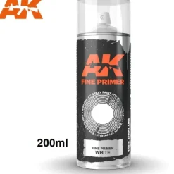 Paint<Fine Primer White Spray (USA) 200ML LTG AK-1042 - Miniature Marvels: Airplane Models & Painted Dice