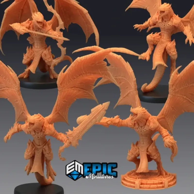 Miniature<Flying Dragonborn - Miniature Marvels: Airplane Models & Painted Dice
