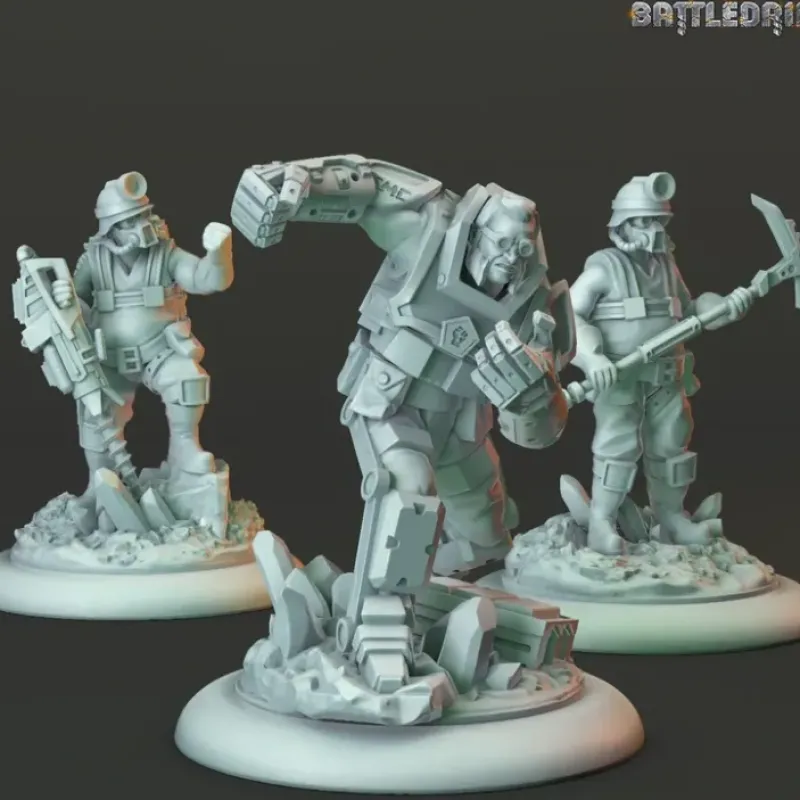 Miniature<Foreman with Angry Miners - Miniature Marvels: Airplane Models & Painted Dice