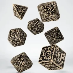 Dice<Forest 3D Beige & Black Dice Set (7) QWS SFOR18 - Miniature Marvels: Airplane Models & Painted Dice