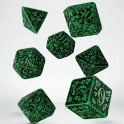 Dice<Forest 3D Green & Black Dice Set (7) QWS SFOR15 - Miniature Marvels: Airplane Models & Painted Dice