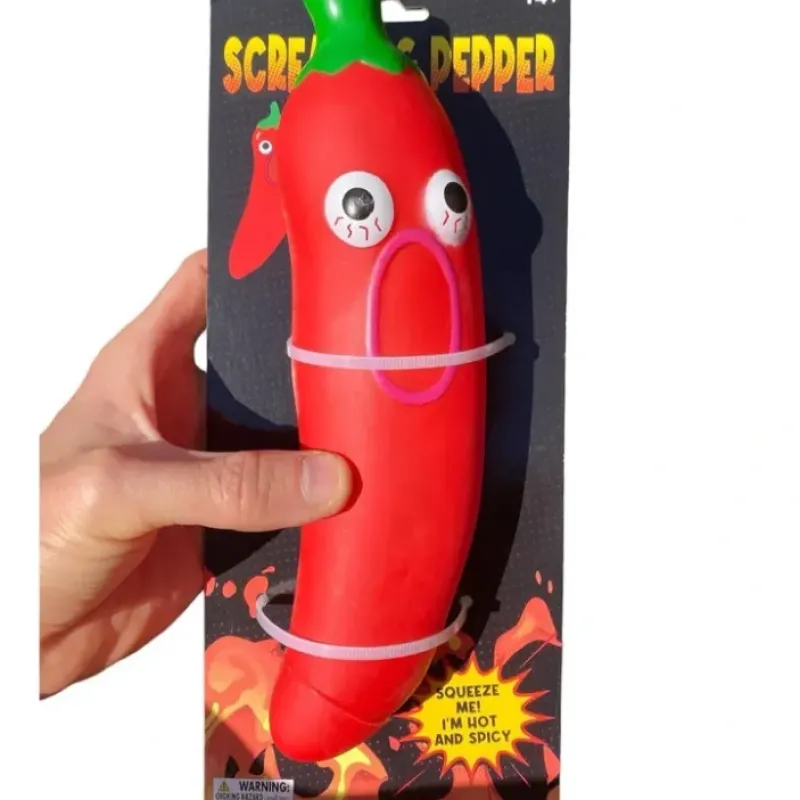 Egpull<GIANT SCREAMING Red Hot Chili Pepper - Squeaking Noise - Stress Squeeze Gag Toy - Miniature Marvels: Airplane Models & Painted Dice