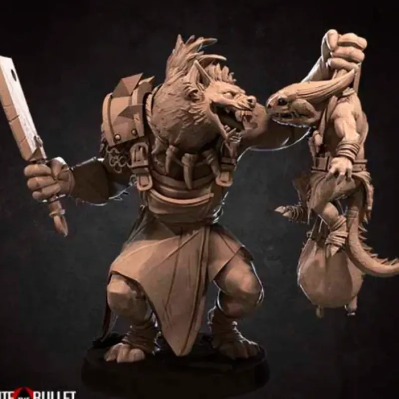 Miniature<Gnoll Butcher - Miniature Marvels: Airplane Models & Painted Dice