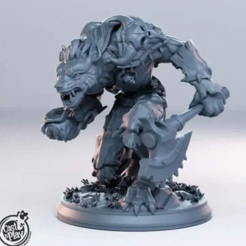 Miniature<Gnoll Leader Axe - Miniature Marvels: Airplane Models & Painted Dice