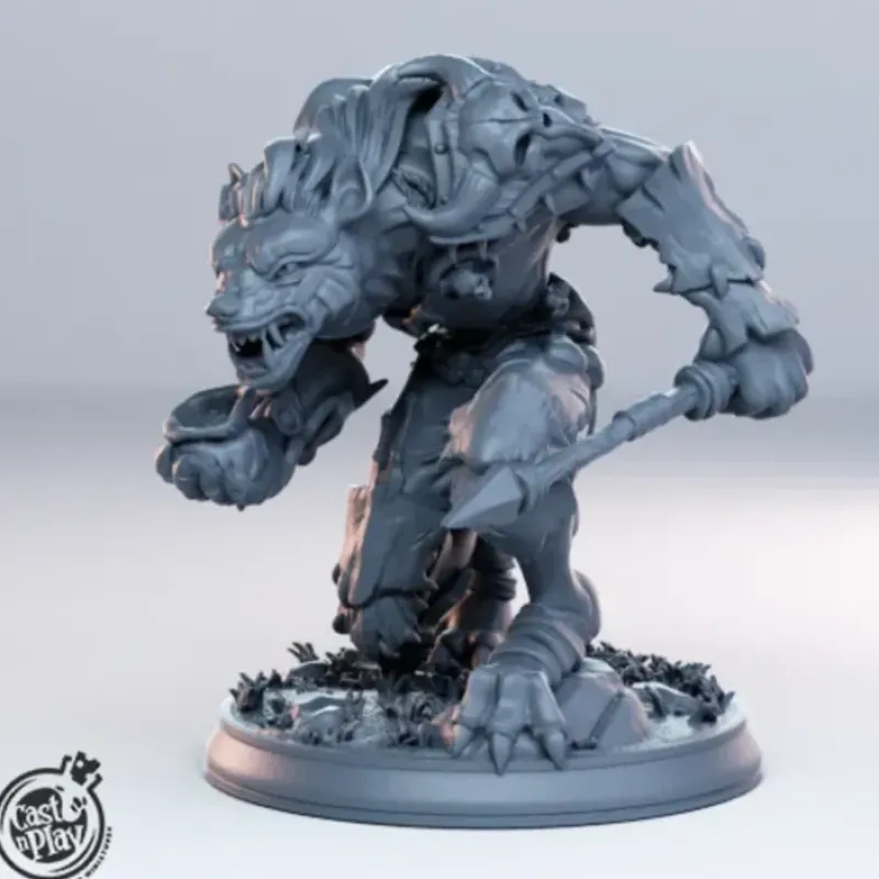 Miniature<Gnoll Leader Spear - Miniature Marvels: Airplane Models & Painted Dice