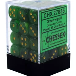 Dice<Green / Gold: Vortex 36d6 12mm Dice Block CHX 27835 - Miniature Marvels: Airplane Models & Painted Dice