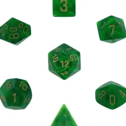 Dice<Green / Gold: Vortex Polyhedral Dice Set (7's) CHX 27435 - Miniature Marvels: Airplane Models & Painted Dice