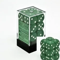 Dice<Green with White: Opaque 12d6 16mm Dice Set CHX 25605 - Miniature Marvels: Airplane Models & Painted Dice