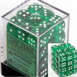 Dice<Green with White: Translucent 36d6 12mm Dice Block CHX 23805 - Miniature Marvels: Airplane Models & Painted Dice