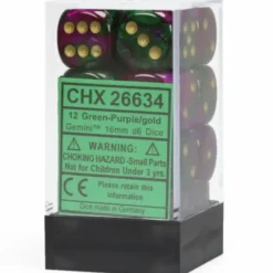 Dice<Green-Purple / Gold: Gemini 12d6 16mm Dice Set CHX 26634 - Miniature Marvels: Airplane Models & Painted Dice