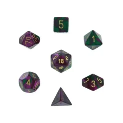 Dice<Green-Purple / Gold: Gemini Polyhedral Dice Set (7's) CHX 26434 - Miniature Marvels: Airplane Models & Painted Dice
