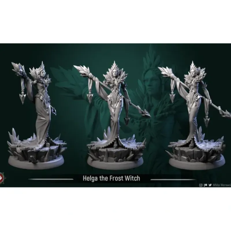 Miniature<Helga the Frost Witch, 32mm - Miniature Marvels: Airplane Models & Painted Dice