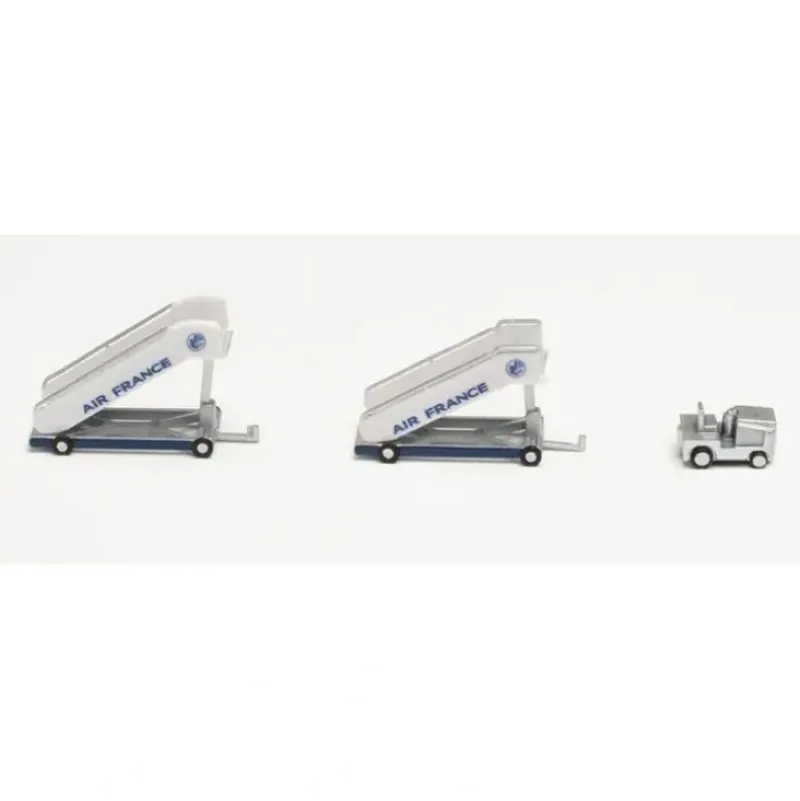 Airplane Model*Herpa Wings 571876 1:200 Air France historic passenger stairs (2) with tractor (1) - Miniature Marvels: Airplane Models & Painted Dice