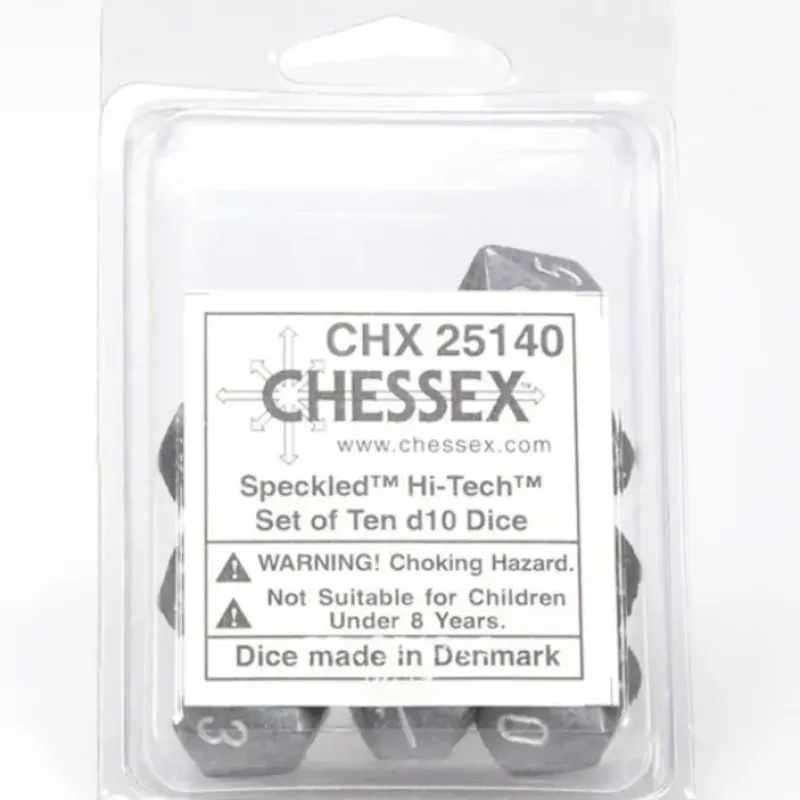 Dice<Hi Tech: Speckled d10 Dice Set (10's) CHX 25140 - Miniature Marvels: Airplane Models & Painted Dice