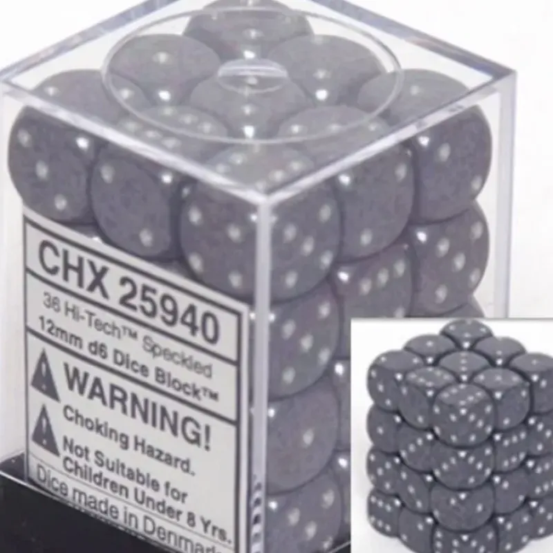 Dice<Hi-Tech: Speckled 36d6 12mm Dice Block CHX 25940 - Miniature Marvels: Airplane Models & Painted Dice