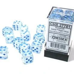 Dice<Icicle / Light Blue Luminary: Borealis 12d6 16mm Dice Block CHX 27781 - Miniature Marvels: Airplane Models & Painted Dice