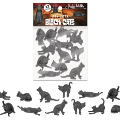 Egpull<Itty Bitty Black Cats (Bag of 12) - Tiny Figurines Arts & Crafts - Archie McPhee - Miniature Marvels: Airplane Models & Painted Dice