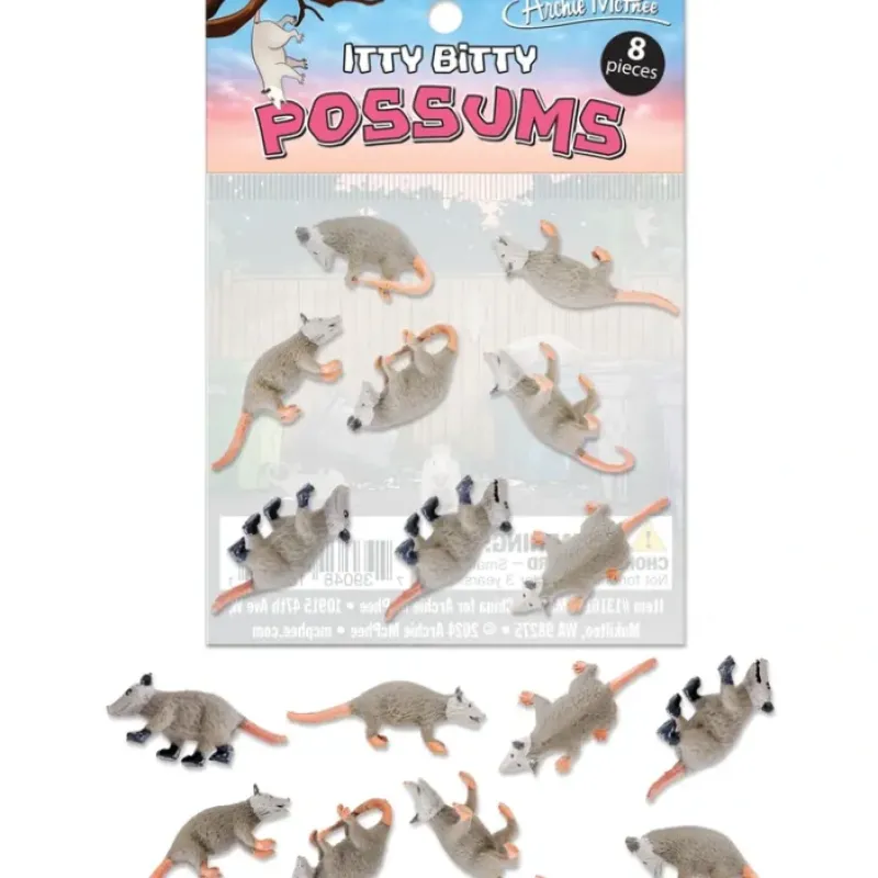 Egpull<Itty Bitty Possums (Bag of 8) - Miniature Animal Figurine Toys - Archie McPhee - Miniature Marvels: Airplane Models & Painted Dice