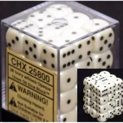 Dice<Ivory with Black: Opaque 36d6 12mm Dice Block CHX 25800 - Miniature Marvels: Airplane Models & Painted Dice