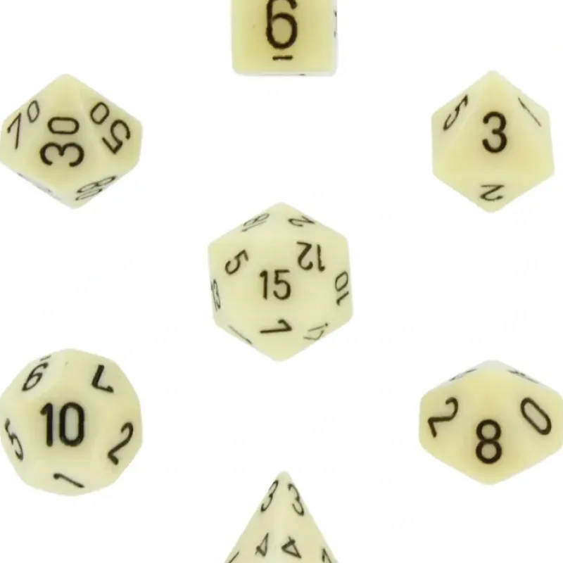 Dice<Ivory with Black: Opaque Polyhedral Dice Set (7's) CHX 25400 - Miniature Marvels: Airplane Models & Painted Dice