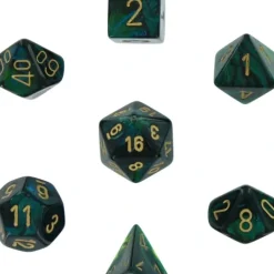 Dice<Jade with Gold: Scarab Polyhedral Dice Set (7's) CHX 27415 - Miniature Marvels: Airplane Models & Painted Dice