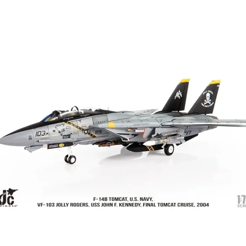 Airplane Model*JC Wings JCW-72-F14-016 1:72 F-14B Tomcat, U.S. Navy, VF-103, Jolly Rogers, USS John F. Kennedy, Final Tomcat Cruise, 2004 - Miniature Marvels: Airplane Models & Painted Dice