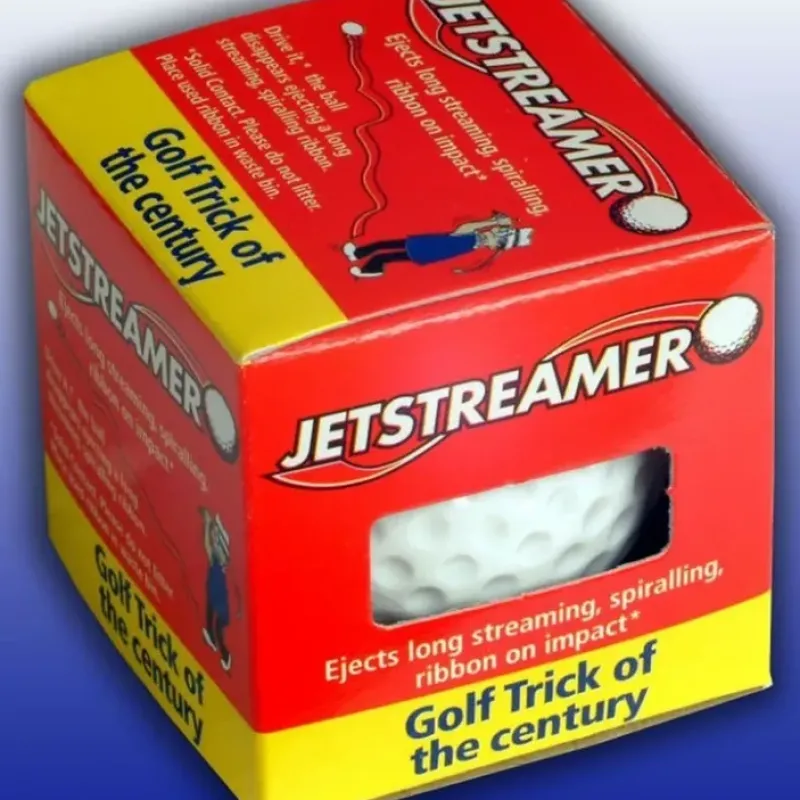 Egpull<Jet Streamer Golf Ball ~ Shoots 15 feet of red ribbon on impact ~ Gag Prank Joke - Miniature Marvels: Airplane Models & Painted Dice