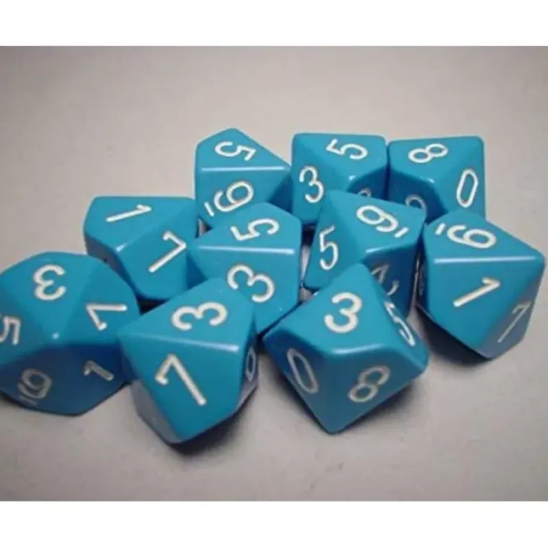 Dice<Light Blue / White: Opaque d10 Dice Set (10's) CHX 26216 - Miniature Marvels: Airplane Models & Painted Dice