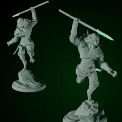 Miniature<Lion Warrior Attacking - Miniature Marvels: Airplane Models & Painted Dice