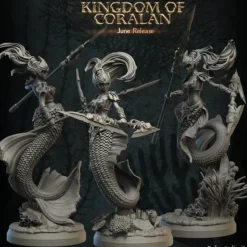 Miniature<Merfolk Warriors Female Bundle - Miniature Marvels: Airplane Models & Painted Dice