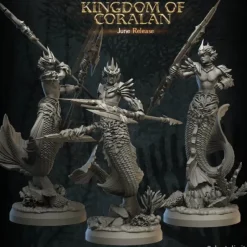 Miniature<Merfolk Warriors Male Bundle - Miniature Marvels: Airplane Models & Painted Dice