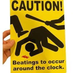 Egpull<Metal Tin Sign "Caution: Beatings Around Clock" Funny Office Bedroom Decor #A-101 - Miniature Marvels: Airplane Models & Painted Dice