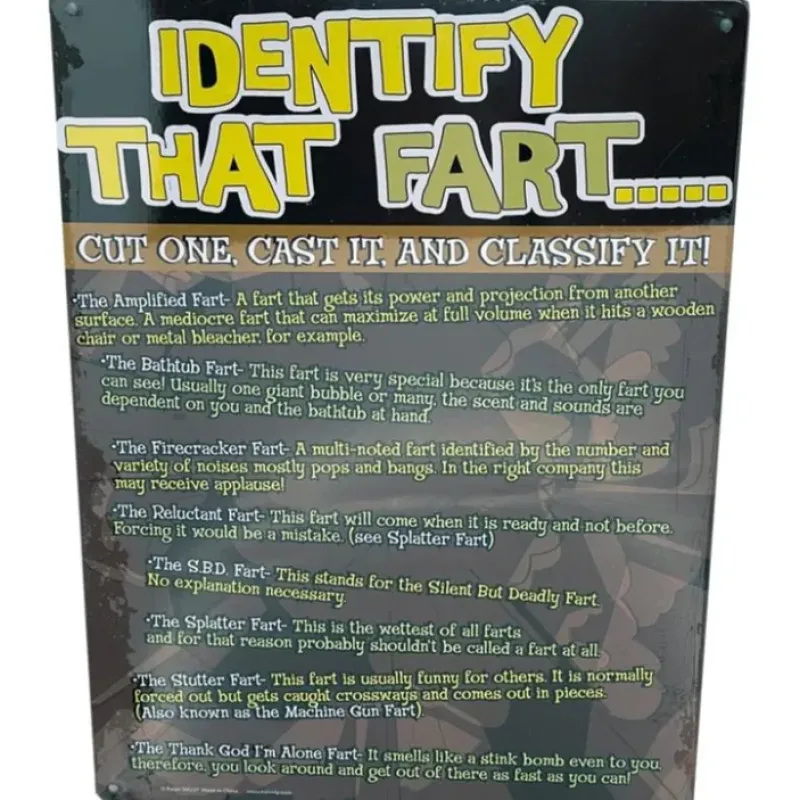 Egpull<Metal Tin Sign "IDENTIFY THAT FART" Funny Gag Office Bedroom Wall Decor #D-101 - Miniature Marvels: Airplane Models & Painted Dice