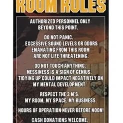 Egpull<Metal Tin Sign "Room Rules" Funny Bedroom / Office / Man Cave Wall Decor #B-101 - Miniature Marvels: Airplane Models & Painted Dice
