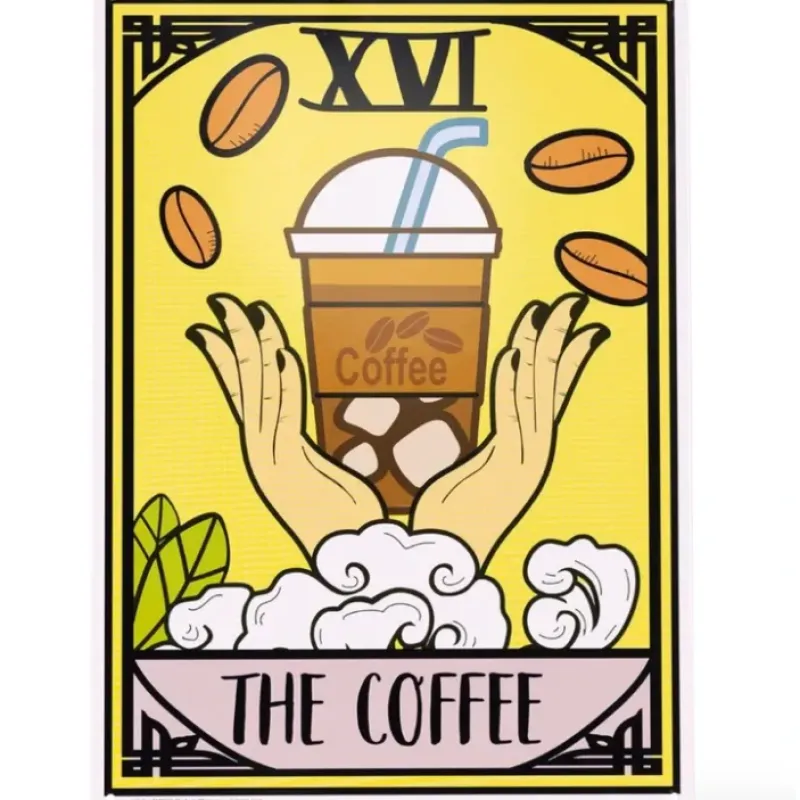 Egpull<Metal Tin Sign "Tarot Card Coffee Sign" Vintage Style Kitchen Wall Decor #D-101 - Miniature Marvels: Airplane Models & Painted Dice